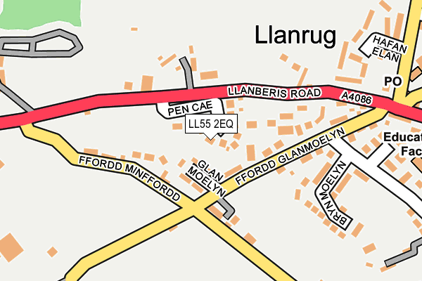 LL55 2EQ map - OS OpenMap – Local (Ordnance Survey)