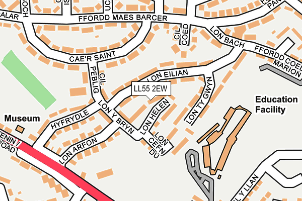 LL55 2EW map - OS OpenMap – Local (Ordnance Survey)