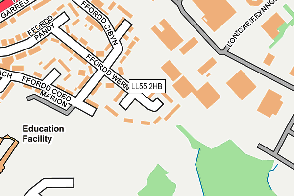 LL55 2HB map - OS OpenMap – Local (Ordnance Survey)