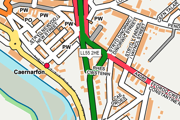 LL55 2HE map - OS OpenMap – Local (Ordnance Survey)