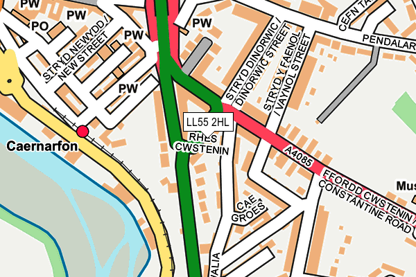 LL55 2HL map - OS OpenMap – Local (Ordnance Survey)
