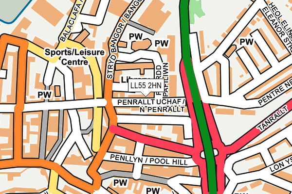 LL55 2HN map - OS OpenMap – Local (Ordnance Survey)