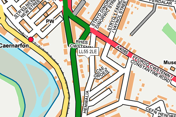 LL55 2LE map - OS OpenMap – Local (Ordnance Survey)