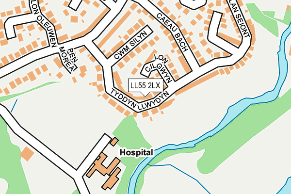 LL55 2LX map - OS OpenMap – Local (Ordnance Survey)