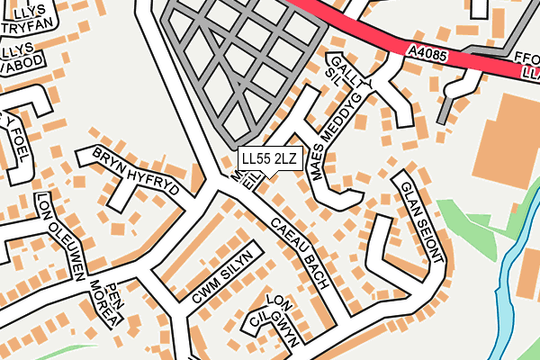 LL55 2LZ map - OS OpenMap – Local (Ordnance Survey)