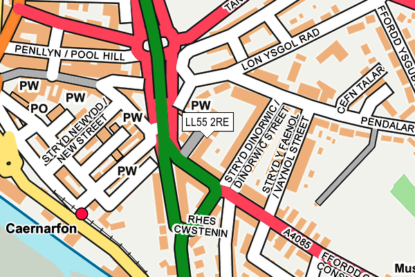 LL55 2RE map - OS OpenMap – Local (Ordnance Survey)