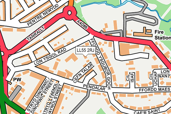 LL55 2RJ map - OS OpenMap – Local (Ordnance Survey)