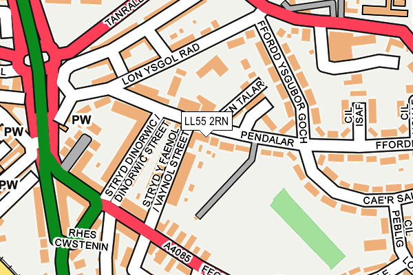 LL55 2RN map - OS OpenMap – Local (Ordnance Survey)