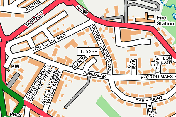 LL55 2RP map - OS OpenMap – Local (Ordnance Survey)