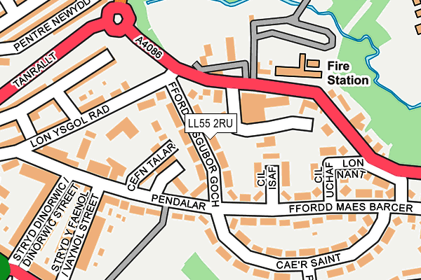 LL55 2RU map - OS OpenMap – Local (Ordnance Survey)