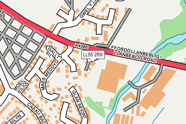 LL55 2RX map - OS OpenMap – Local (Ordnance Survey)