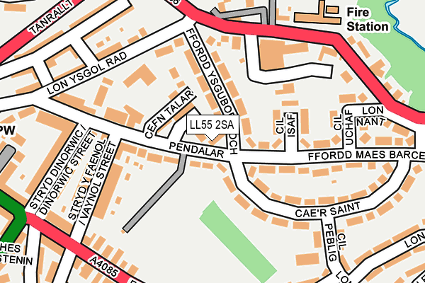 LL55 2SA map - OS OpenMap – Local (Ordnance Survey)