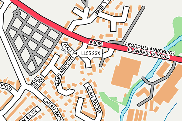 LL55 2SX map - OS OpenMap – Local (Ordnance Survey)