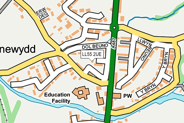 LL55 2UE map - OS OpenMap – Local (Ordnance Survey)