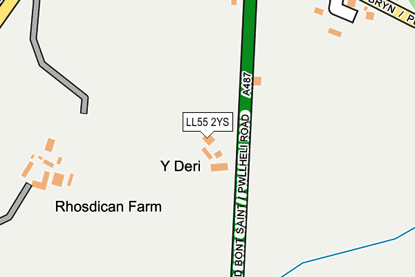 LL55 2YS map - OS OpenMap – Local (Ordnance Survey)