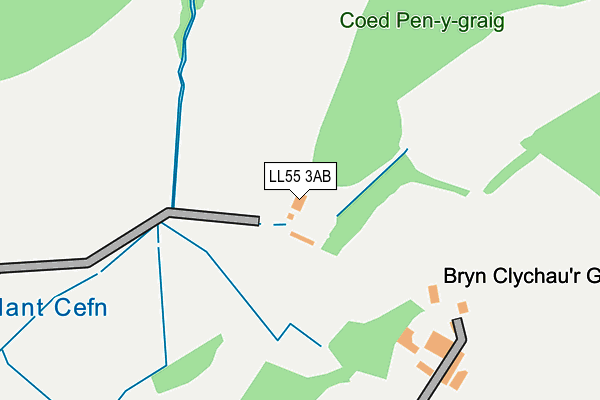 LL55 3AB map - OS OpenMap – Local (Ordnance Survey)