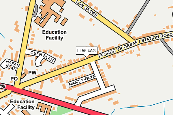 LL55 4AG map - OS OpenMap – Local (Ordnance Survey)
