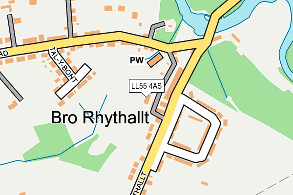 LL55 4AS map - OS OpenMap – Local (Ordnance Survey)