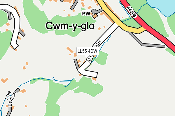 LL55 4DW map - OS OpenMap – Local (Ordnance Survey)