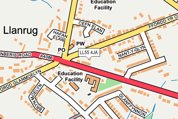 LL55 4JA map - OS OpenMap – Local (Ordnance Survey)