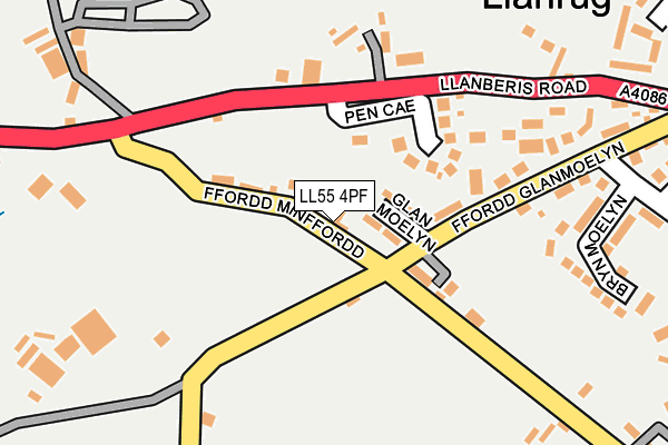LL55 4PF map - OS OpenMap – Local (Ordnance Survey)