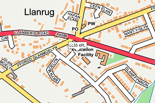 LL55 4PL map - OS OpenMap – Local (Ordnance Survey)