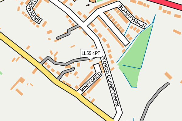 LL55 4PT map - OS OpenMap – Local (Ordnance Survey)