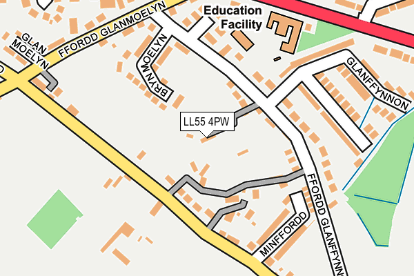 LL55 4PW map - OS OpenMap – Local (Ordnance Survey)