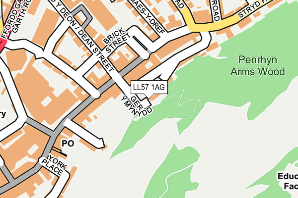 LL57 1AG map - OS OpenMap – Local (Ordnance Survey)