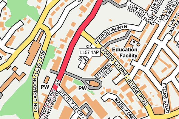 LL57 1AP map - OS OpenMap – Local (Ordnance Survey)