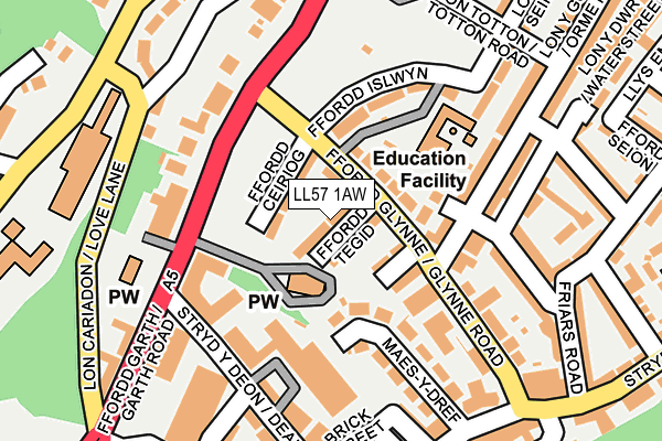 LL57 1AW map - OS OpenMap – Local (Ordnance Survey)