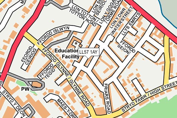 LL57 1AY map - OS OpenMap – Local (Ordnance Survey)