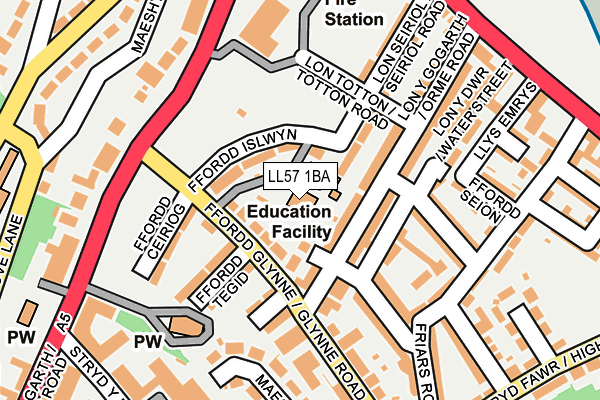 LL57 1BA map - OS OpenMap – Local (Ordnance Survey)