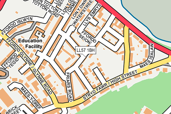 LL57 1BH map - OS OpenMap – Local (Ordnance Survey)