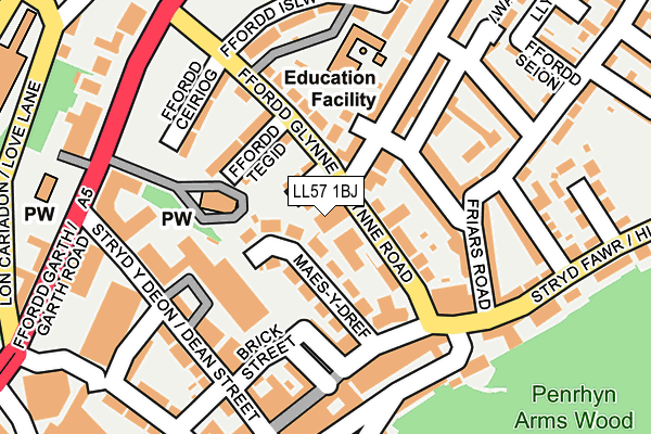 LL57 1BJ map - OS OpenMap – Local (Ordnance Survey)