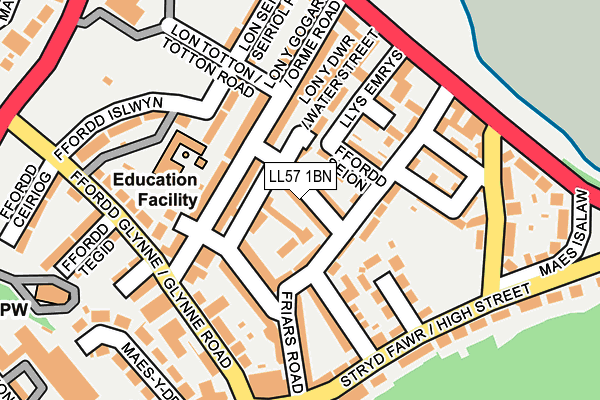 LL57 1BN map - OS OpenMap – Local (Ordnance Survey)