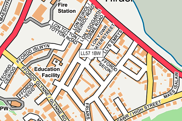LL57 1BW map - OS OpenMap – Local (Ordnance Survey)