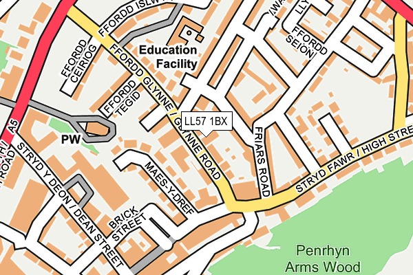 LL57 1BX map - OS OpenMap – Local (Ordnance Survey)