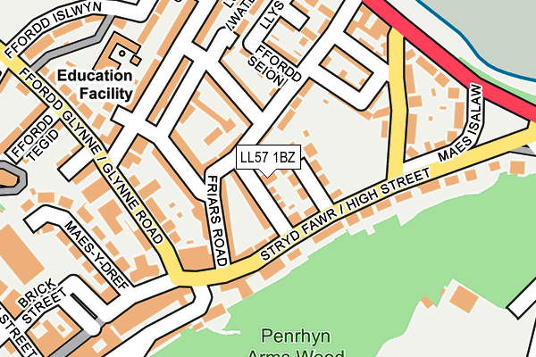 LL57 1BZ map - OS OpenMap – Local (Ordnance Survey)