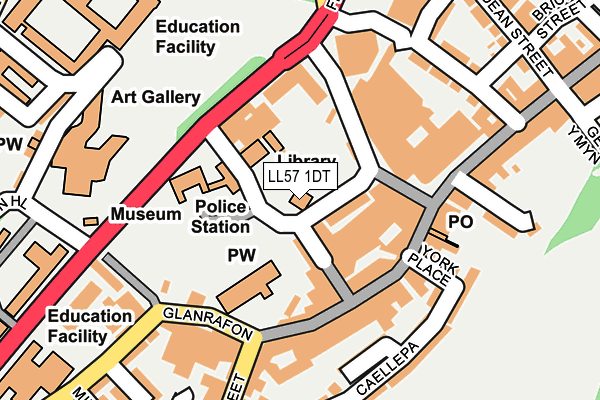 LL57 1DT map - OS OpenMap – Local (Ordnance Survey)