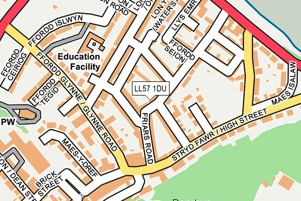 LL57 1DU map - OS OpenMap – Local (Ordnance Survey)