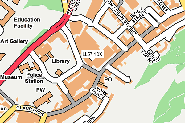 LL57 1DX map - OS OpenMap – Local (Ordnance Survey)