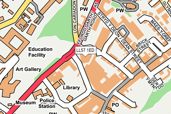LL57 1ED map - OS OpenMap – Local (Ordnance Survey)