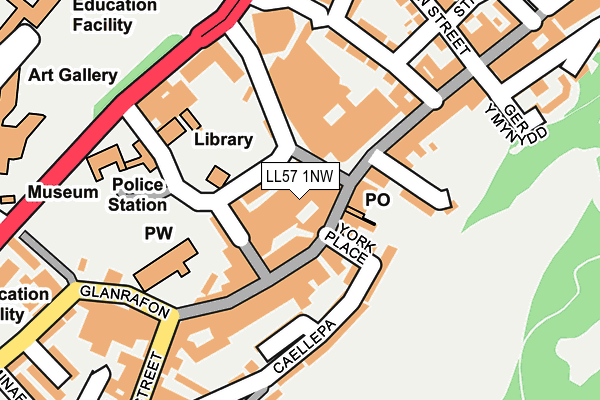 LL57 1NW map - OS OpenMap – Local (Ordnance Survey)