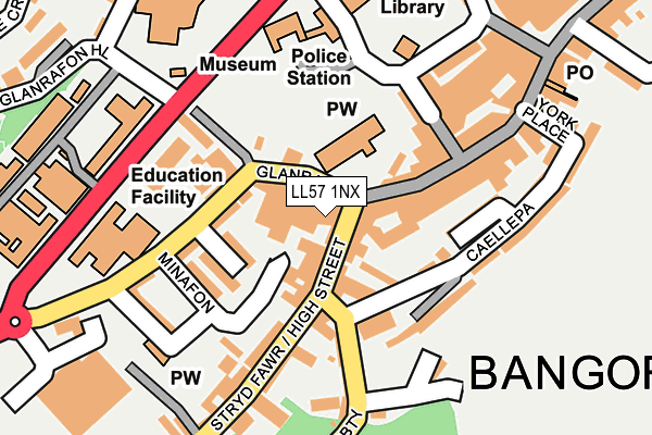 LL57 1NX map - OS OpenMap – Local (Ordnance Survey)