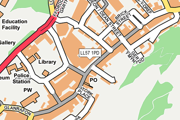 LL57 1PD map - OS OpenMap – Local (Ordnance Survey)