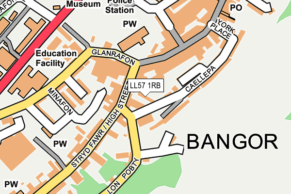 LL57 1RB map - OS OpenMap – Local (Ordnance Survey)