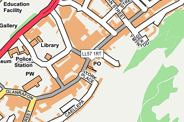 LL57 1RT map - OS OpenMap – Local (Ordnance Survey)