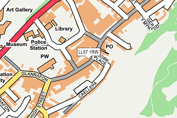LL57 1RW map - OS OpenMap – Local (Ordnance Survey)