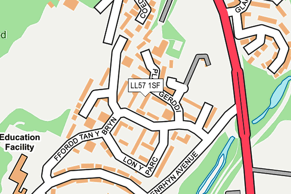 LL57 1SF map - OS OpenMap – Local (Ordnance Survey)